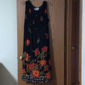 Black with rusty red/orange florals dress